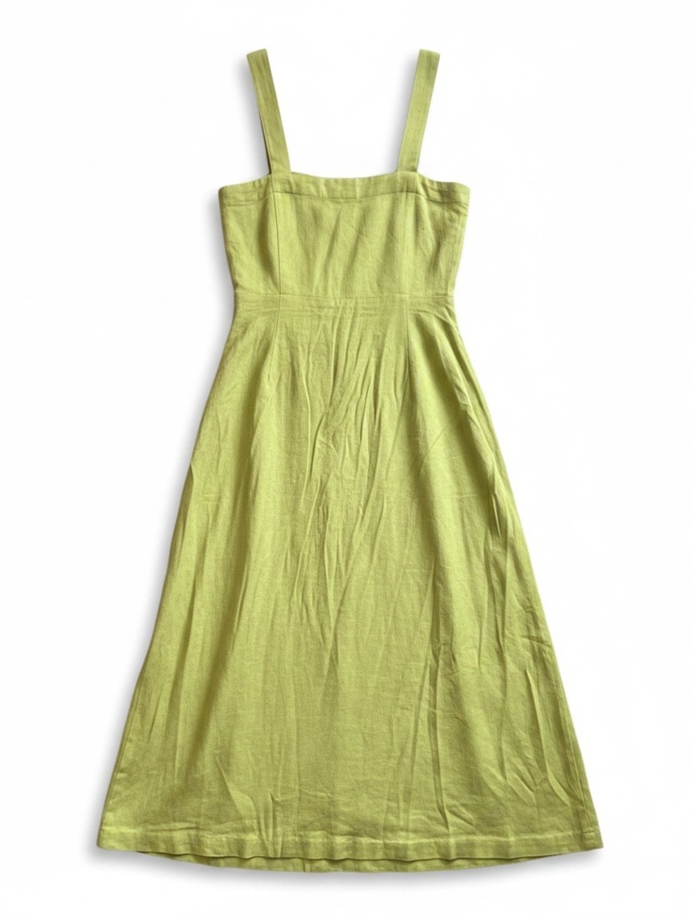 Need Supply Claudio Linen Midi Dress NWT Medium Avocado Green Preppy Causal - Picture 4 of 6